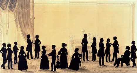 Silhouette der Familie und Gäste von Dr. Cheesman, 1840